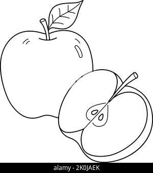 Apple Fruit Isolated Coloring Page for Kids Stock Vector