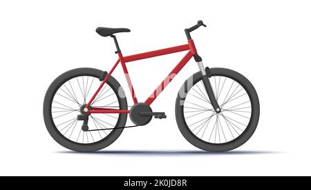 3d illustration of bicycle, red and black realistic  Stock Vector