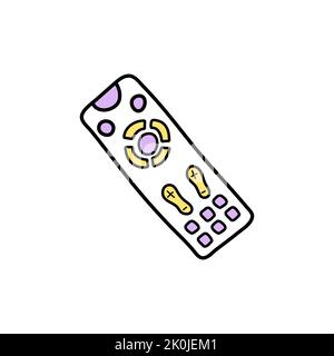 Remote control cartoon hand drawn image. Original colorful artwork, comic childish style drawing. Stock Vector