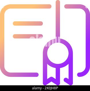 Certificate pixel perfect gradient linear ui icon Stock Vector