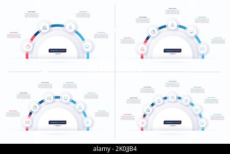 Vector minimalistic infographic templates 4 5 6 7 options Stock Vector
