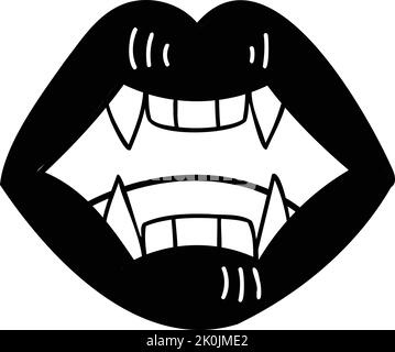 Hand Drawn vampire mouth illustration isolated on background Stock Vector