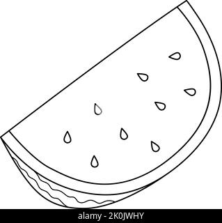 Sliced Watermelon Fruit Isolated Coloring Page  Stock Vector