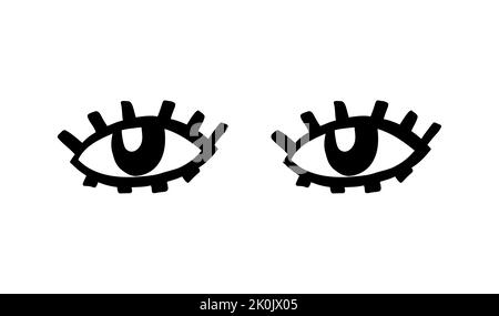 Crazy eyes. Doodle open eye set. Abstract hand drawn fun geometric ...