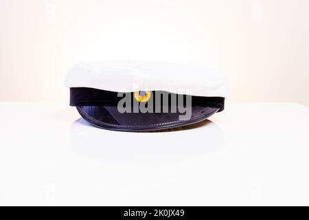 Swedish graduation cap (studentmössa) isolated on white background, studio shot Stock Photo
