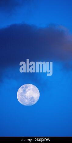 Full Moon Blue Skay Clouds Stock Photo