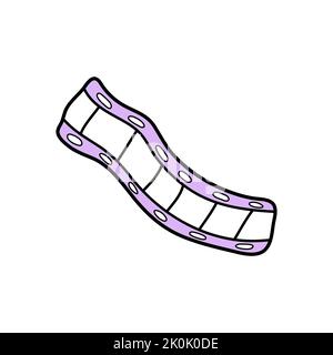 Film strip tape outline icon. Movie video frame isolated doodle drawing element. Vector illustration. Stock Vector