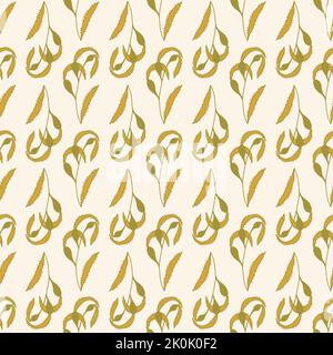 Sea weed, algae seamless pattern on cream background. Stock Vector