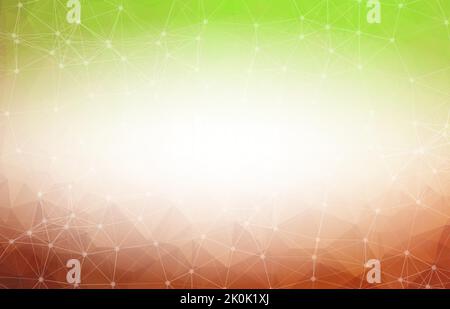 Geometric Green yellow Polygonal background molecule and communication. Connected lines with dots. Minimalism background. Concept of the science, chem Stock Vector