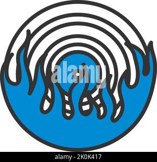 Flame Vinyl Icon. Editable Bold Outline With Color Fill Design. Vector Illustration. Stock Vector