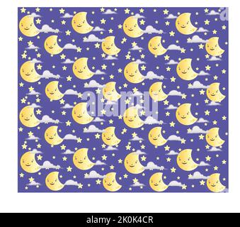 A vector background design with moons, stars, and clouds Stock Vector