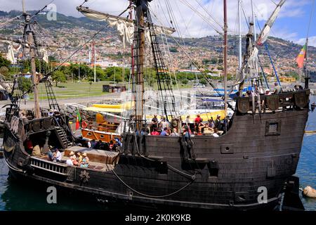 Funchal, replica of  the ship Santa Maria De Colombo, Portugal Stock Photo