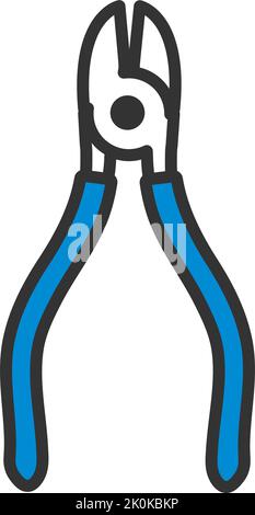 Icon Of Side Cutters. Editable Bold Outline With Color Fill Design. Vector Illustration. Stock Vector