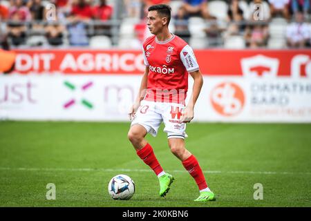 Microphone  Prime Video during the French championship Ligue 1  football match between Stade de Reims and AS Monaco on November 7, 2021 at  Auguste Delaune stadium in Reims, France - Photo: