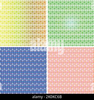 Geometrical Seamless Repeat Pattern Set With Gradient Color for cloth texture Stock Vector