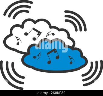 Music Cloud Icon. Editable Bold Outline With Color Fill Design. Vector Illustration. Stock Vector