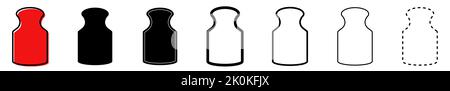Weight icon. Kettlebell icons. Kg weight logo. Set of different icons of kettlebell. Vector illustration. Stock Vector