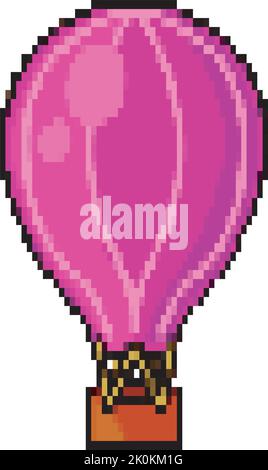 8-bits hot air balloon design Stock Vector