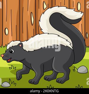 Skunk Animal Colored Cartoon Illustration Stock Vector