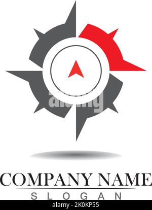 Vector - Compass signs and symbols logo Stock Vector