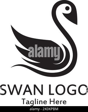 Swan logo simple icon template vector illustration creative design Stock Vector