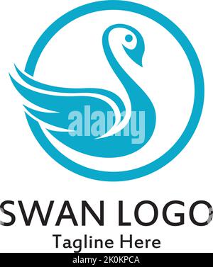 Swan logo simple icon template vector illustration creative design Stock Vector