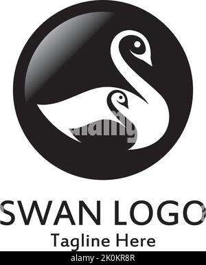 Swan logo simple icon template vector illustration creative design Stock Vector