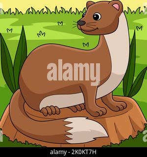 Weasel Animal Colored Cartoon Illustration Stock Vector