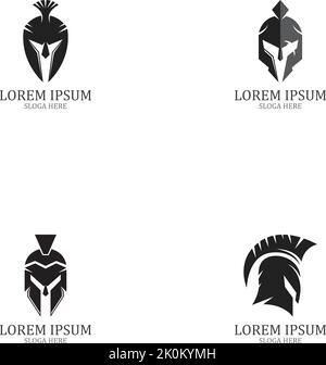 spartan logo black Gladiator and vector design helmet and head Stock Vector