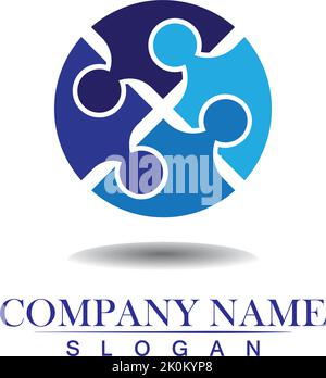 Puzzle logo Vector Illustration design template Stock Vector