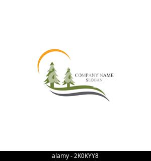 Cedar tree logo template vector icon design Stock Vector