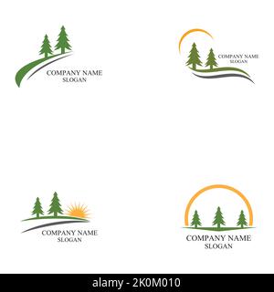 set of Cedar tree logo template vector icon design Stock Vector