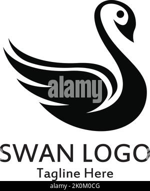 Swan logo simple icon template vector illustration creative design Stock Vector