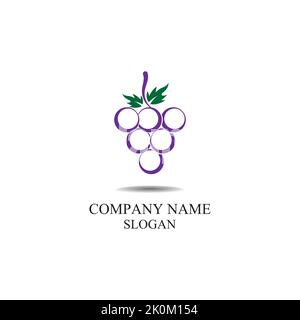 Grape fruit logo flat vector template icon illustration design Stock Vector