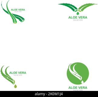 Set of Aloe vera logo vector illustration template Stock Vector