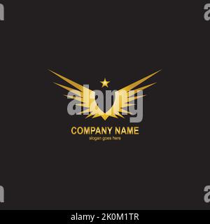 wings gold logo vector illustration template Stock Vector