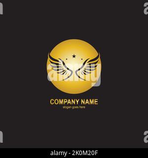 wings gold logo vector illustration template Stock Vector