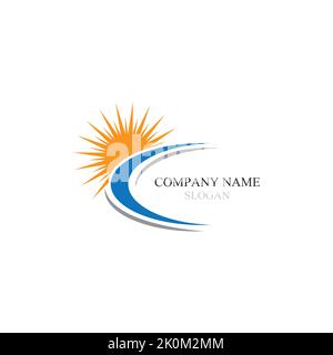 Vector Icon Logo Template Sun over horizon Stock Vector