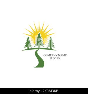 Cedar tree logo template vector icon design Stock Vector