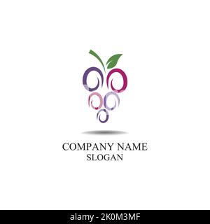 Grape fruit logo flat vector template icon illustration design Stock Vector