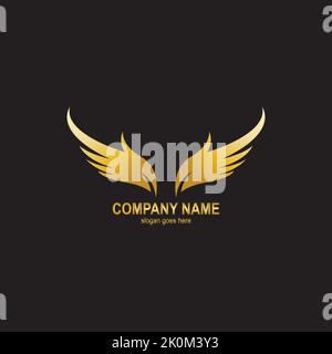 wings gold logo vector illustration template Stock Vector
