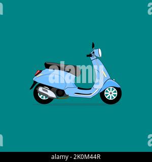 vector illustration of a retro motorbike vintage Scooter drawing design Stock Photo