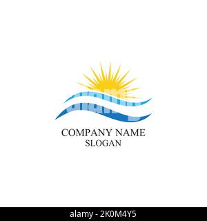 Vector Icon Logo Template Sun over horizon Stock Vector