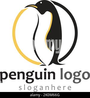 penguin bird vector logo, arctic animal symbol Stock Vector