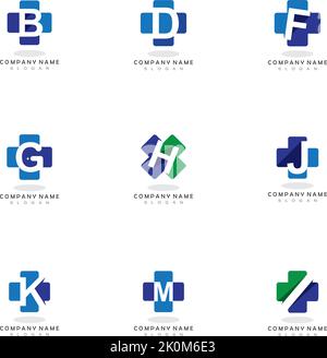 Set of Letter cross medical logo vector template Stock Vector