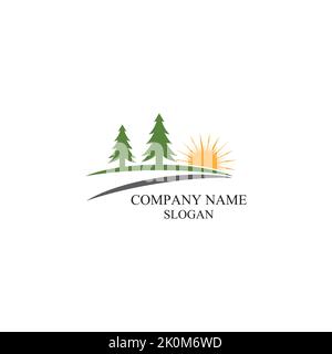 Cedar tree logo template vector icon design Stock Vector