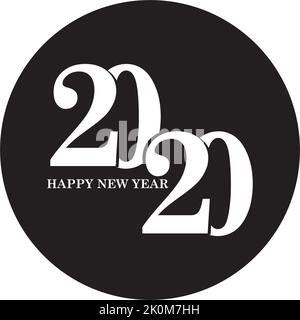 Happy New Year 2020 Text Design Pattern, Vector illustration Stock Vector