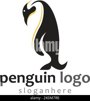 penguin bird vector logo, arctic animal symbol Stock Vector