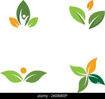 three leaf logo design. green leaf eco logo template - vector Stock Vector