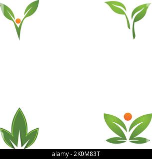 three leaf logo design. green leaf eco logo template - vector Stock Vector